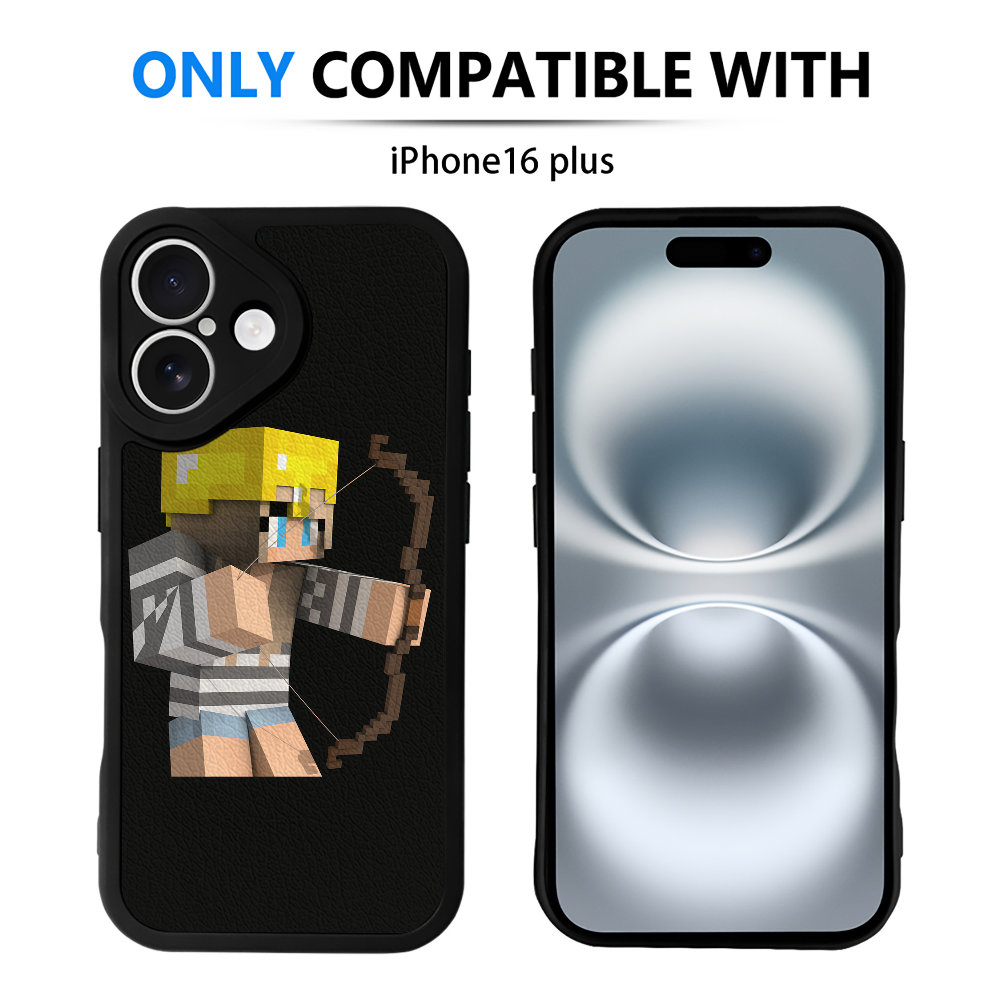 （画像用） マインクラフト ブロックの世界 Minecraft MC Block world 【iPhone 16シリーズ対応】シリコンスマホケース（レザー調） 材質：シリコン